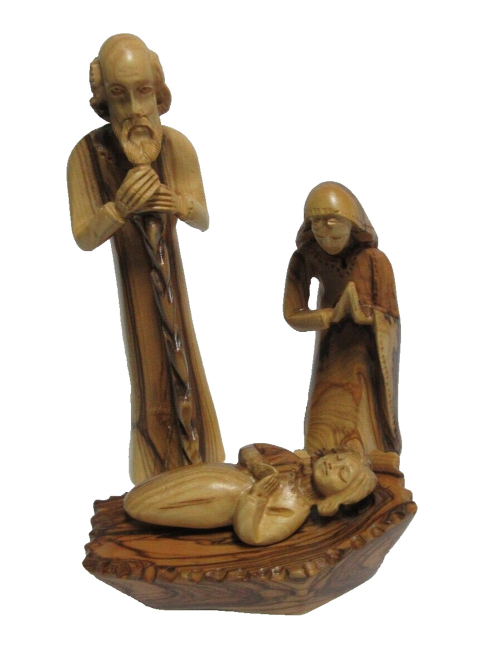 Vintage Wood Hand Carved Joseph, Mary and Baby Jesus Figurines